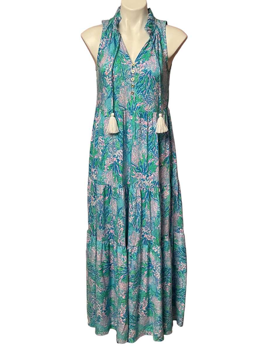 knee length dresses for ladies Lilly Pulitzer Malone 3/4 Sleeve Maxi Dress main image 0