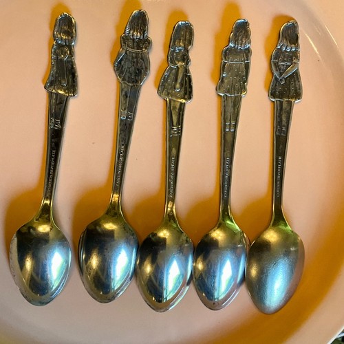 VTG 1930's CARLTON SILVERPLATE DIONNE QUINTUPLETS GIRLS SPOON SET OF 5 Sisters - Picture 8 of 23