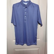 Collars Co Mens XL Blue Gingham Dress Collar Polo Performance Shirt Preppy