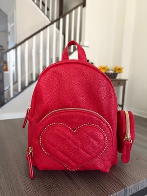 Claire s Heart Quilted Red Mini Heart Backpack with Coin Purse NEW UNUSED NWT