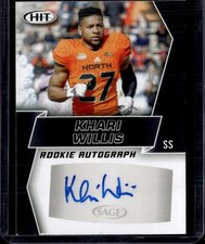 2019 SAGE HIT Autographs #A66 Khari Willis Michigan State Spartans AUTO