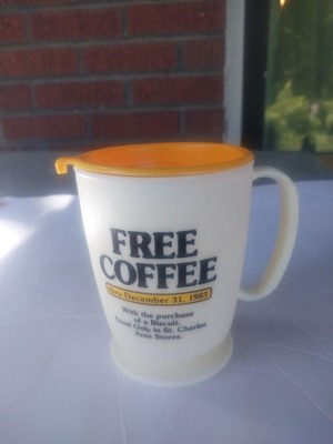 McDonald's vintage ''Free Coffee'' plastic mug/cup St. Charles, Missouri - 1983