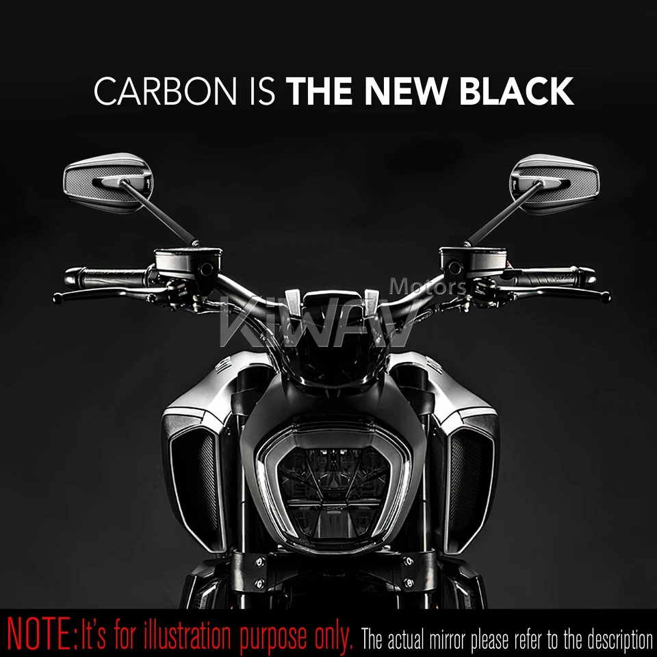 Universal Slim Mirrors MAMBA Black Carbon Fiber fits Yamaha Virago V-star XS MT - Image 4 of 4