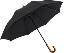 Wooden J Handle Umbrella 54 Inch Large Auto Open Classic Windproof Rain Stick Um