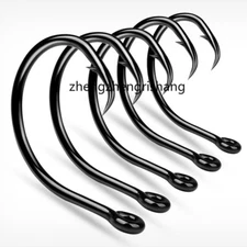 100Pcs Offset Sport Circle Hook High Carbon Steel Black Octopus Fishing Hooks