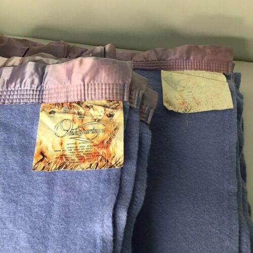 2 X Onkaparinga Pure New Wool Blankets Large Single Bed Blue Pair - Picture 2 of 9