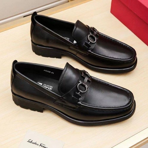ItalianFerra gamoA+ Business Leather Shoes Thick Soled Horseneck Buckle Loafers - Picture 4 of 13