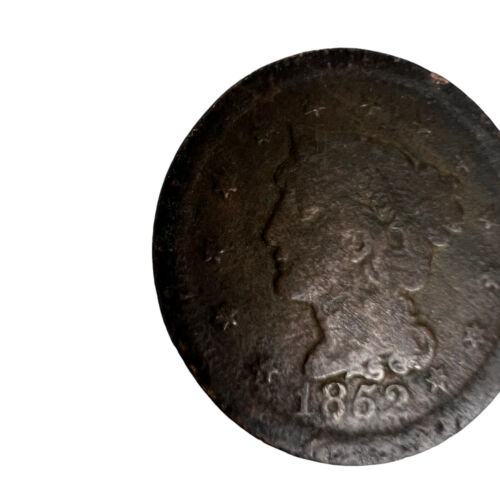 1852 United States US Coronet Head Large Copper Cent Penny KM45 Uncertified - Picture 3 of 8