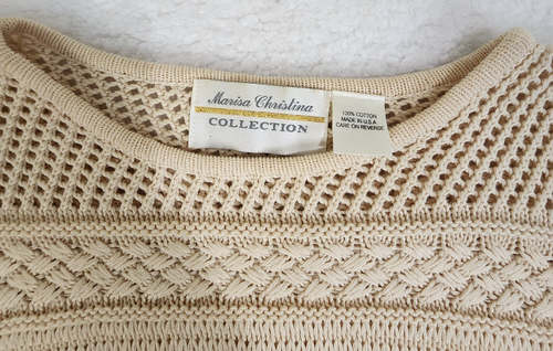 VTG 90s Chunky Knit Cable Sweater Normcor Cottagecore Ramie Cotton XL Boho #1502 - Picture 3 of 11