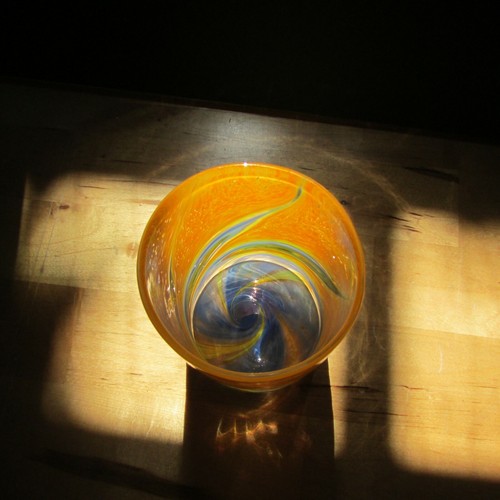 GEORGE AVERBECK 2011 SIGN ART GLASS Orange/ Blue swirl # 66 Fire on the Mountain - Picture 6 of 10
