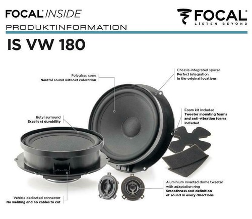 Focal IS VW 180 2-Wege Lautsprecher Kombo System kompatibel mit Seat, Skoda, VW - Bild 3 von 12