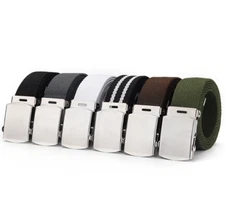 Men Canvas Belt Military Strap Waist Belts Webbing Adjustable Buckle Plus Size