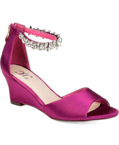 Journee Collection Connor Women's Size 7.5 M Fuchsia Wedge Ankle Strap Sandals - Picture 1 of 6