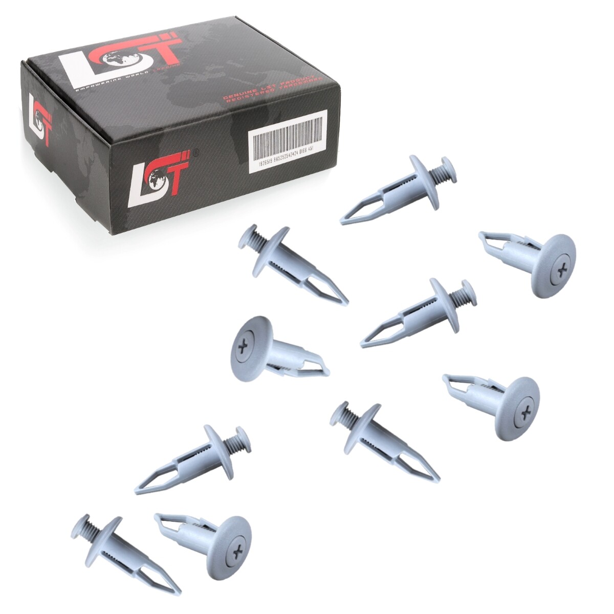 10x Mudguard Fastening Clips for TOYOTA LAND CRUISER Ø 9mm H 34mm Grey