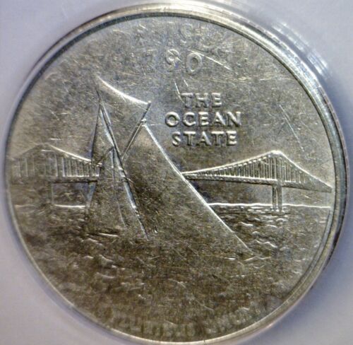 2001d ERROR ANACS MS60 MAJOR Struck Thru Grease Rhode Island St. Quarter BU Coin - Picture 3 of 6