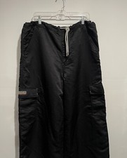 Vintage Kikwear Nylon Wide Leg Baggy Cargo Pants Pads Skater Rave Grunge Y2K 36