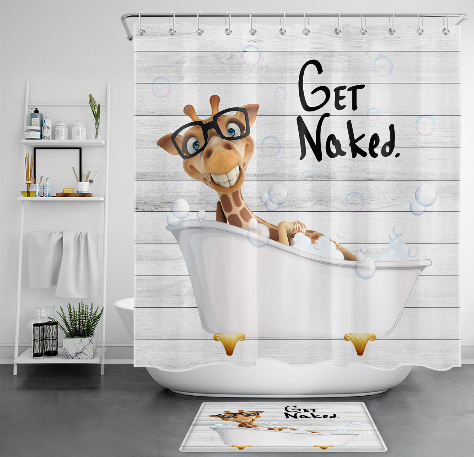 Rustic Board Funny Word Cartoon Giraffe Shower Curtain Bathroom Accessories Set | eBay Rustic Board Funny Word Cartoon Giraffe Shower Curtain Bathroom Accessories Set | eBay