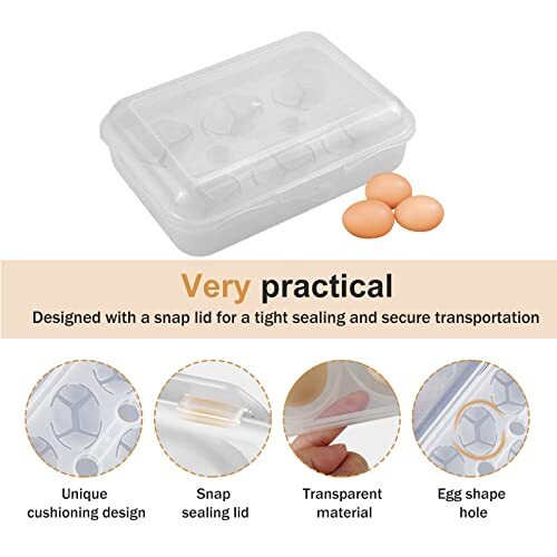 Refrigerator Egg Holder Keeper Carrier Deviled Tray Storage Container Fridge - Picture 5 of 6