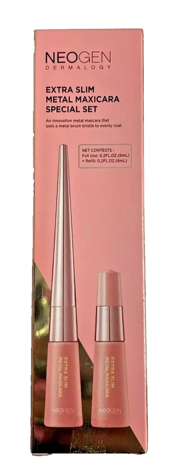 NEOGEN DERMALOGY Extra Slim Metal Maxicara Black and + Refill, 0.2 oz New Sealed