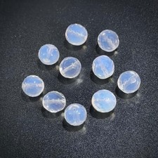 Light White Opal Czech Fire Polished Round Faceted Glass Beads 14mm 10pcs CF346