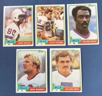 1981 BUFFALO BILLS FOOTBALL CARD LOT OF 5 BUTLER, FREEMAN, HOOKS, BRAMMER, MAYER