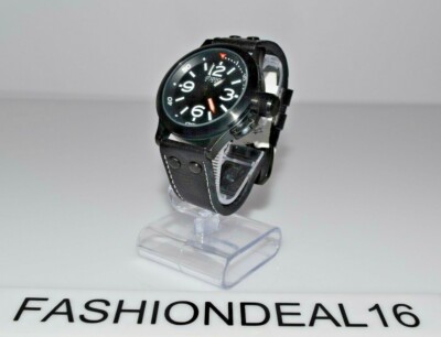 Oozoo Authentic Steel Black Leather Black SS Oversized 48mm OS48 270 Watch