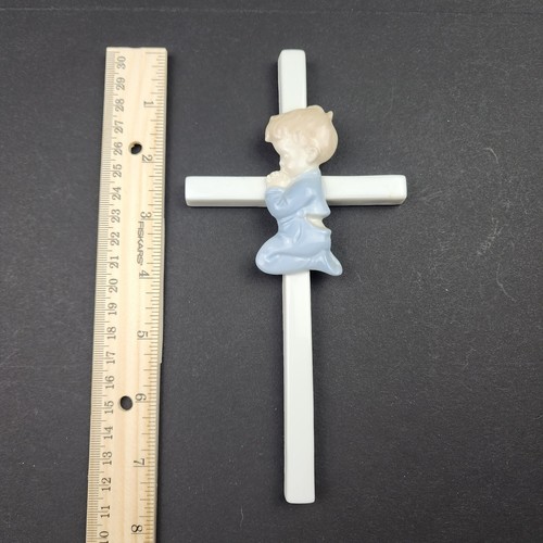 Colgante de pared cruz de porcelana de cerámica romana RR vintage para rezar niño pequeño Japón - Imagen 7 de 7