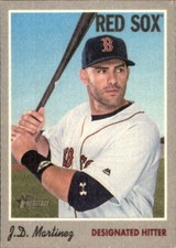 2019 Topps Heritage 1970 Topps CLOTH STICKERS #10 J.D. Martinez Boston Red Sox