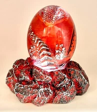 Yulejo Lava Dragon Egg Red with Lighting Base Resin Transparent Dragon Eggs