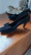 Escarpins / Mocassins Noirs à Talons Vintage Carel – Taille 35 – Cuir – Talon Haut 7,6-10 Cm