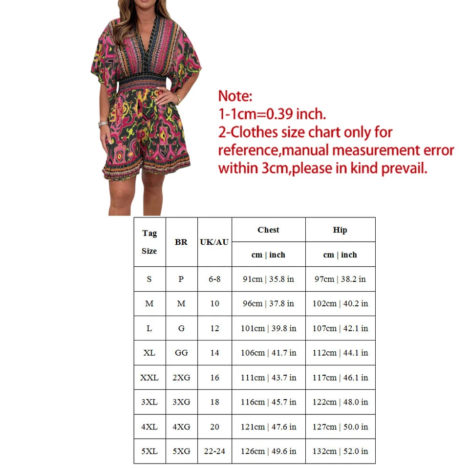 Frauen Boho Overall Urlaub Strampler Shorts Lose Overall Sommer Playsuit ▽ - Bild 3 von 4