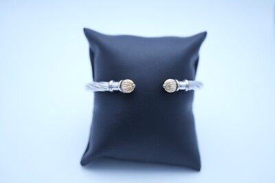 Sterling Silber 14K Gelbgold gedrehter Armreif mit Scharnier