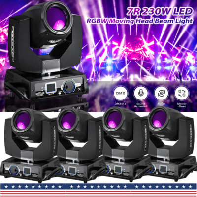 4PCS 230W 7R Sharpy 17 Gobos Moving Head Beam Stage Lighting Zoom 16+8 Prism DMX