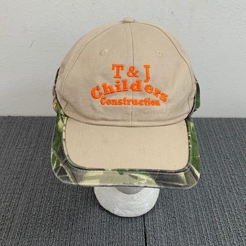 T&J Childers Construction Baseball Hat Strapback Cap Mens OSFM Beige Camo Oregon