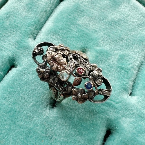 Antiker Ring Giardinetti Stil 18K Gold Französischer Blumenstrauß - Bild 3 von 9