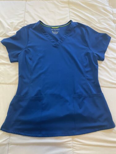 Healing Hands Royal Blue Scrub Top Womens Size Large Stretchy Comfortable #96502 - Picture 1 of 6