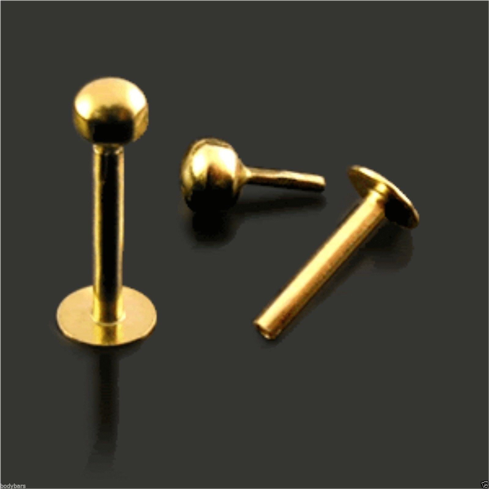 Labret Monroe Bar 14K Carat Gold 3mm Ball Lip Cartilage Tragus Barbell 16g 8mm