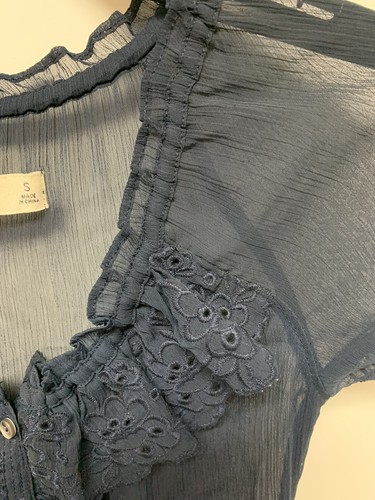 Abercrombie Kids Sheer Blouse-Small- Navy Blue - Picture 5 of 16