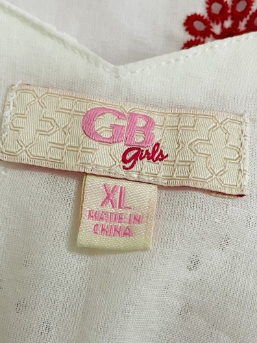 NWT GB Girls size XL white eyelet sleeveless v-neck ruffle A-line dress - Picture 7 of 8