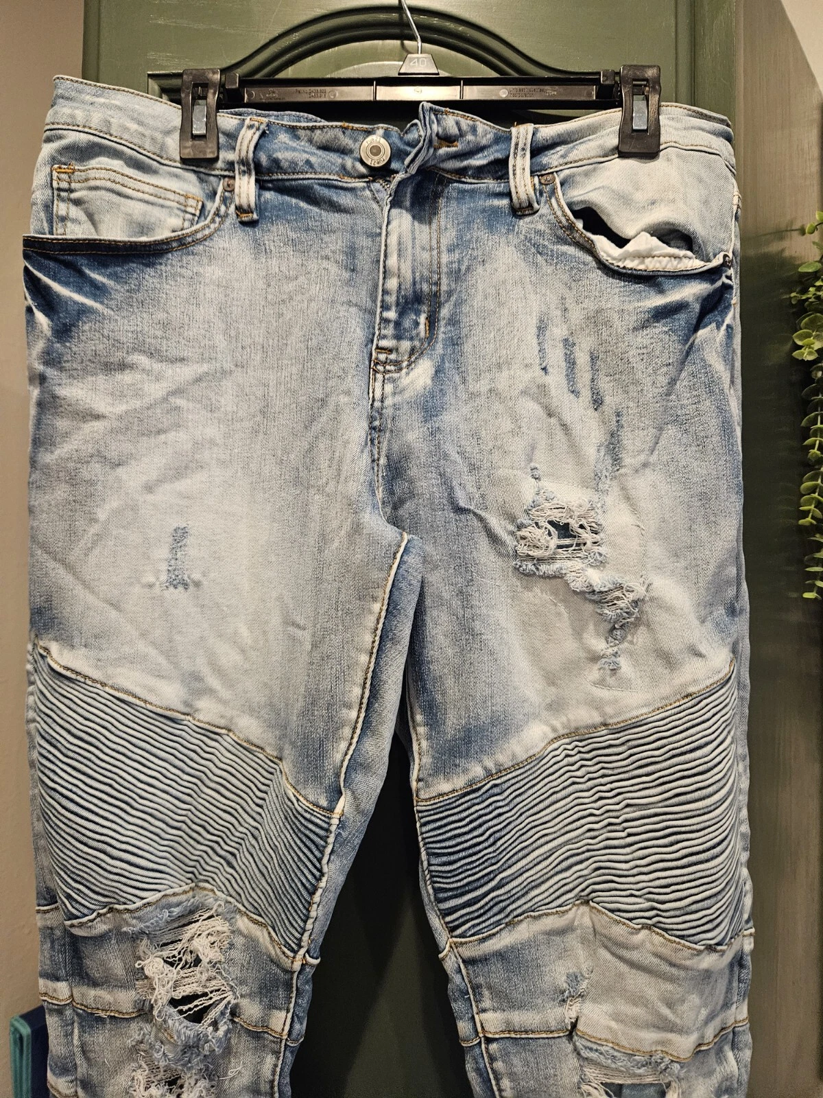 Jeans homme Rue21 Premium Supreme Flex maigre denim détressé 34x32