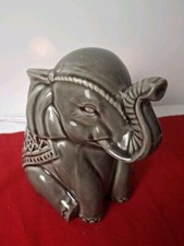 Elephant Lucky Gray Ceramic "Trunk Up" Night Light