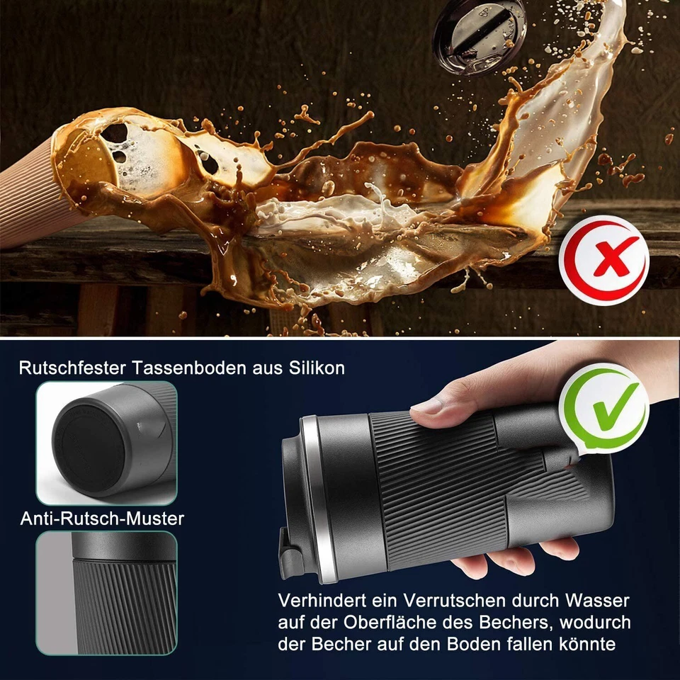 510ml Coffee To Go Kaffee Thermobecher auslaufsicher Kaffeebecher Edelstahl Neu - Bild 4 von 4