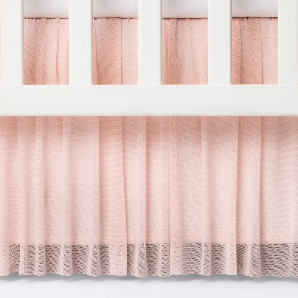 Light Pink Tulle Crib Skirt by Cloud Island for Nursery Decor
