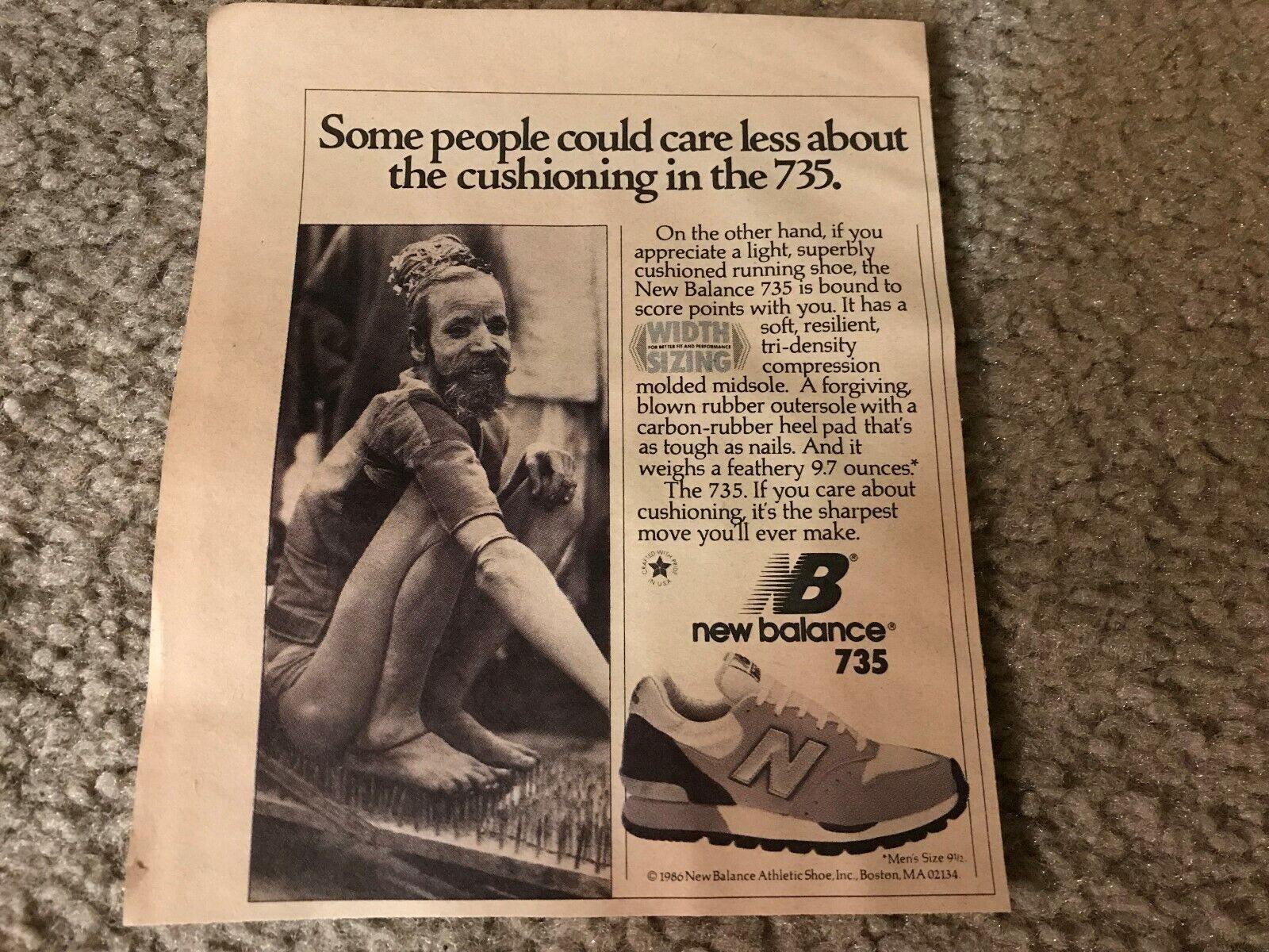 Vintage 1986 NEW BALANCE Running Shoes Poster Print NB 1980s RARE |