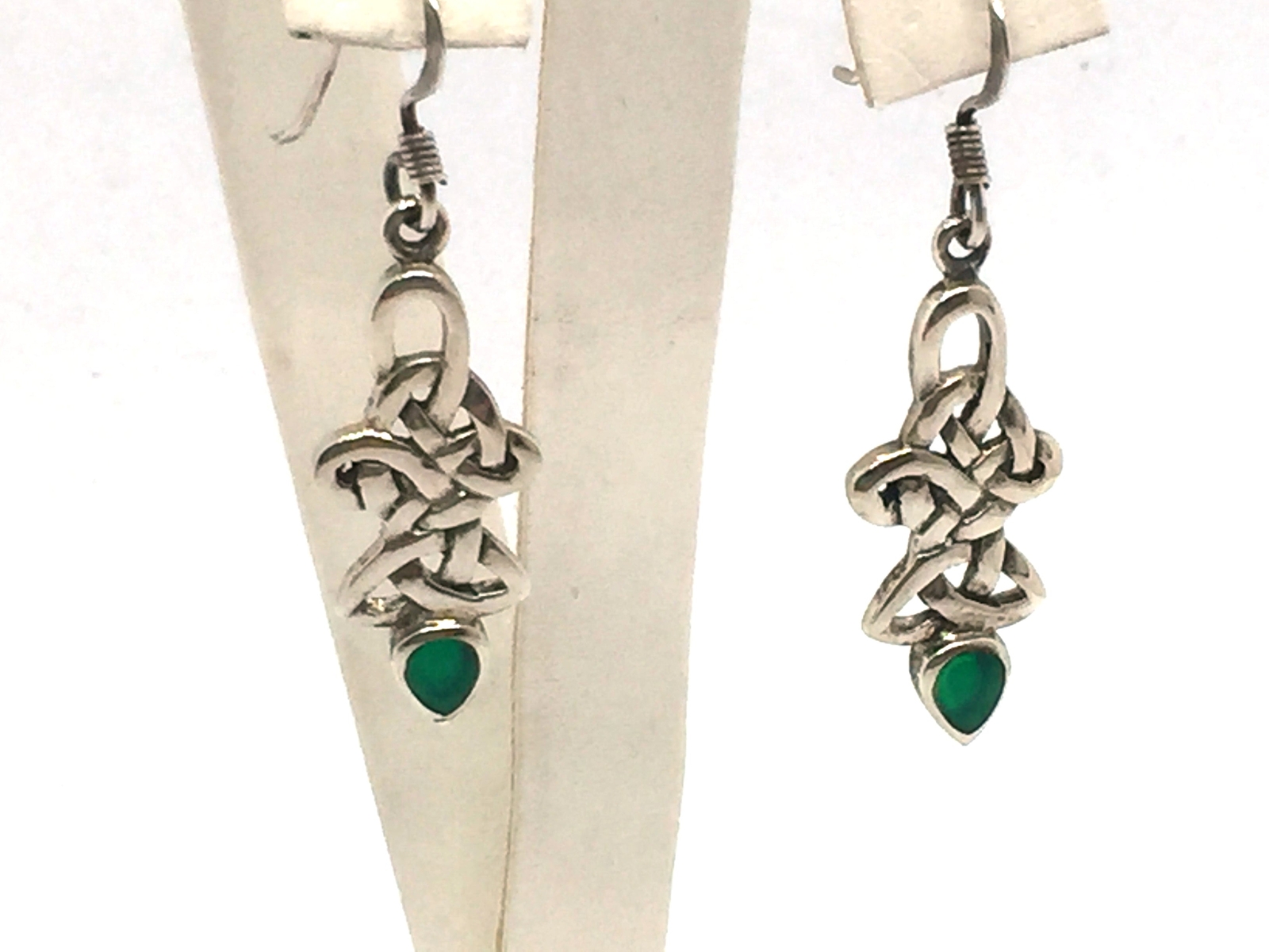 Solid Sterling Silver Celtic Design Dangle Earrin… - image 4