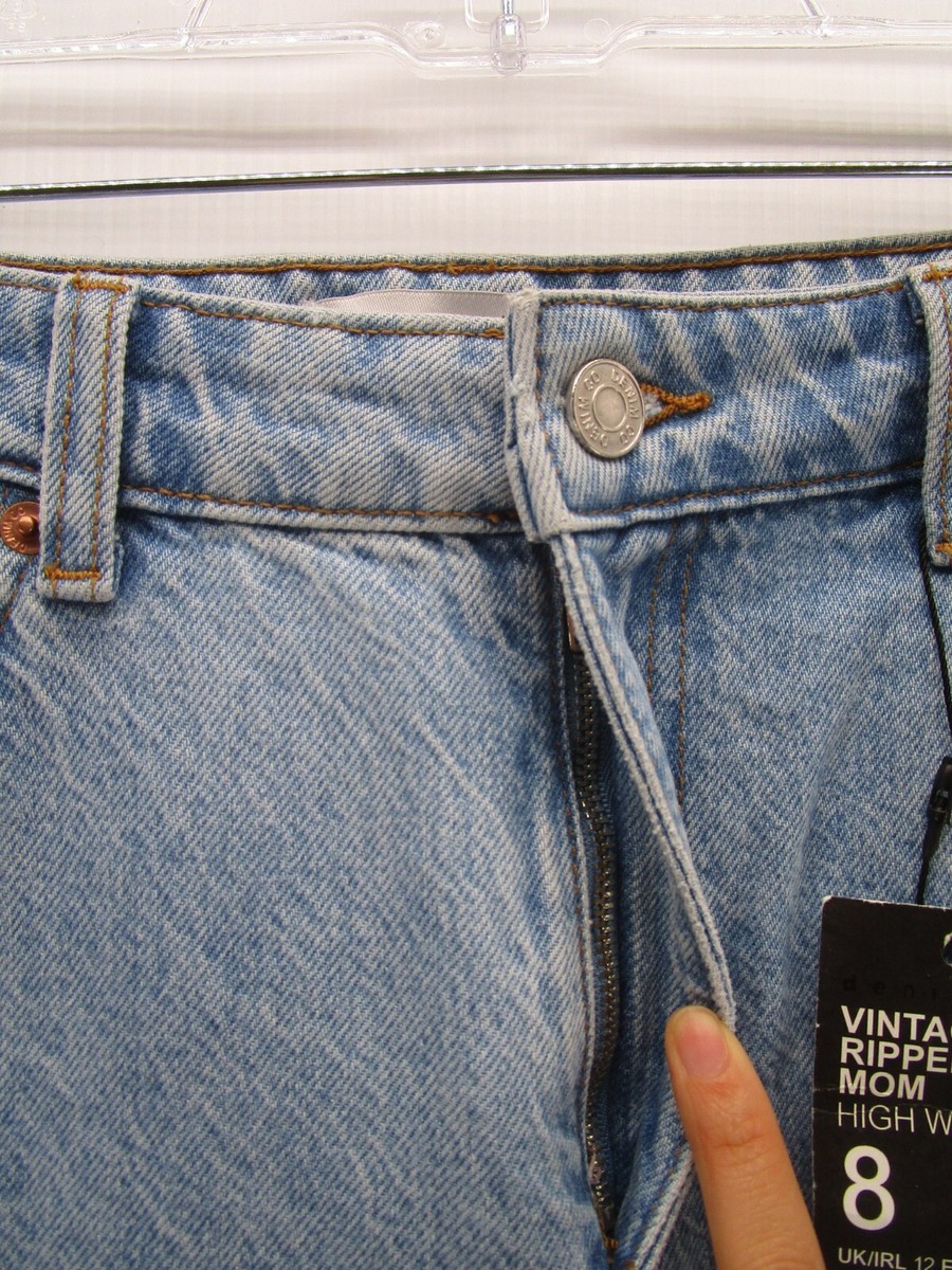 Denim & Co Jeans Women 8 Blue Vintage Ripped Mom High Waist