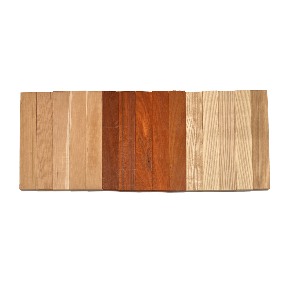 Pack Of 15, Variety Species Thin Dimensional Lumber Boards (Ash, Cherry, Walnut)