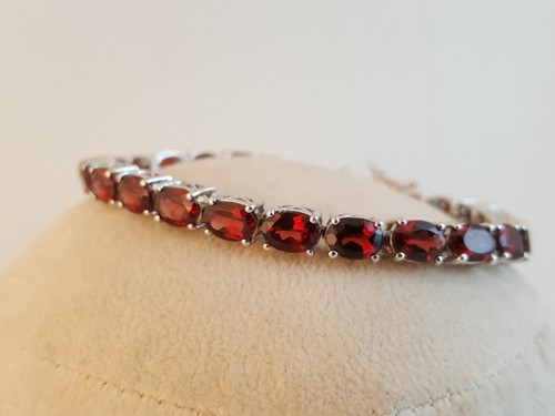 Granat Sterling Silber Tennis Armband STS Peridot Akzent