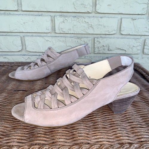NEW $299 Paul Green Women’s 5.5 US 8 Nubuck Leather Low Kitten Heels Sandals - Picture 5 of 11