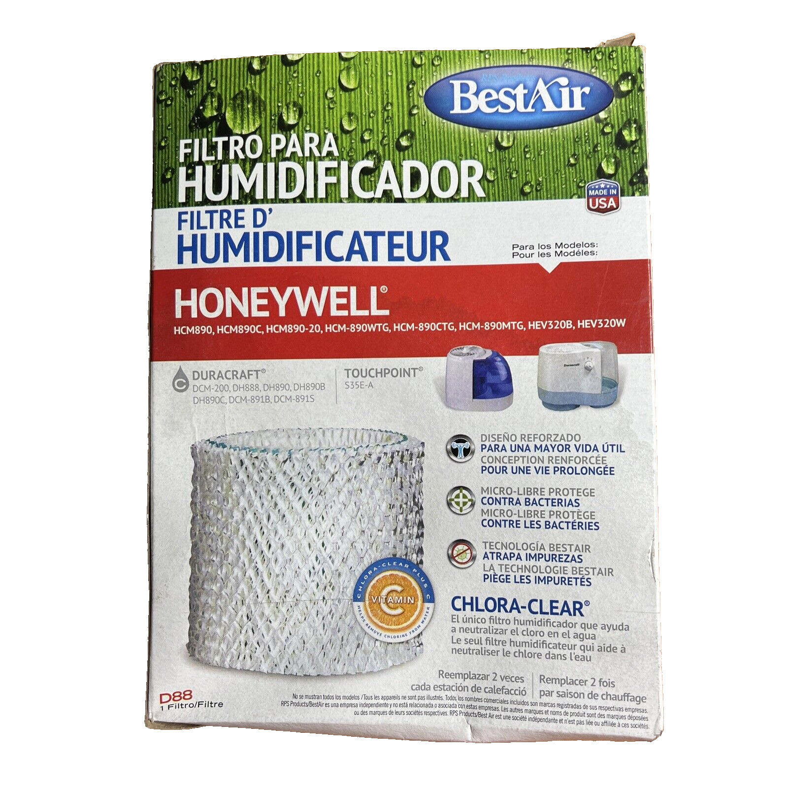 Filter D88. Humidi Wick Micro Free.